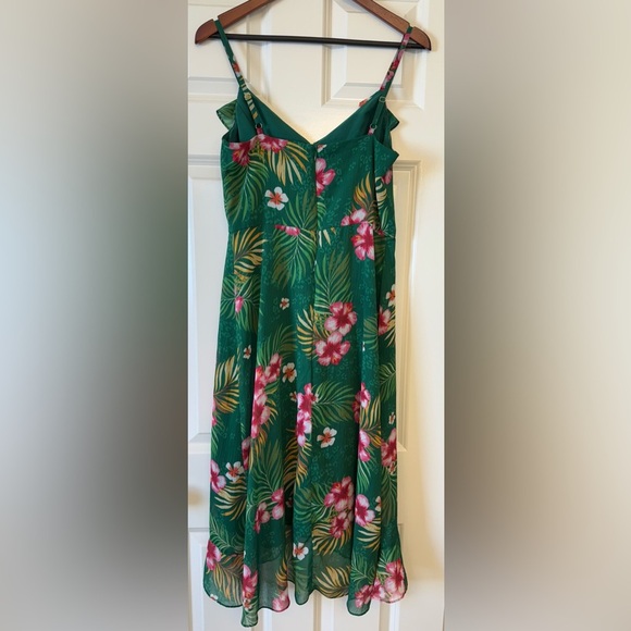Kensie Green Tropical Print Midi Dress Size 10 - Picture 4 of 16